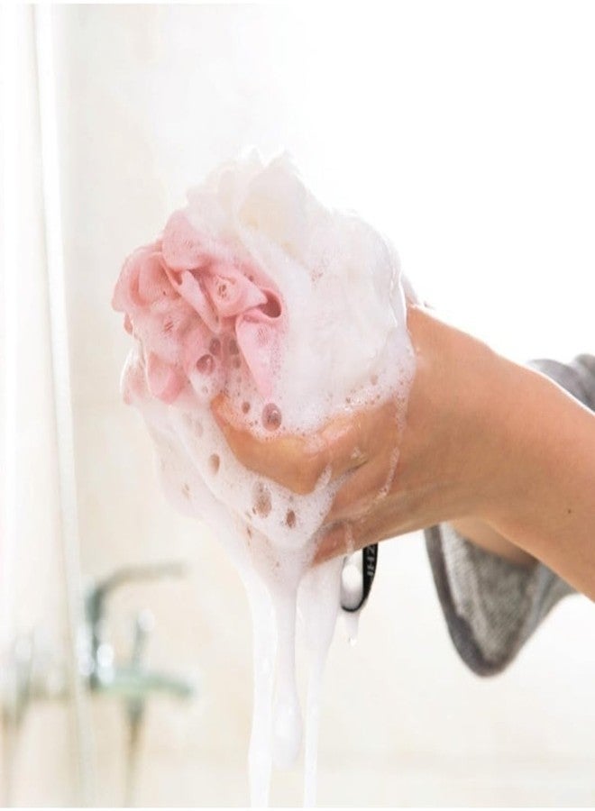 Soft Bath Loofah Sponge, Pink, Exfoliating Shower Mesh Pouf for Body Cleaning, Quick Dry Scrubber - Image 3