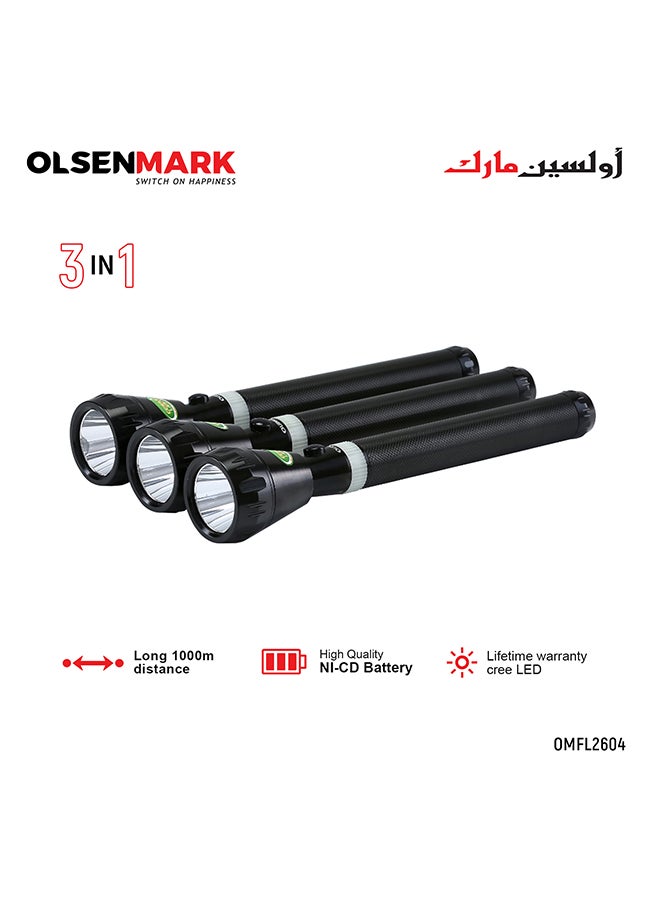 أولسنمارك مجموعة كشافات LED قابلة لإعادة الشحن مكونة من 3 قطع باللون الأسود أسود - Image 1
