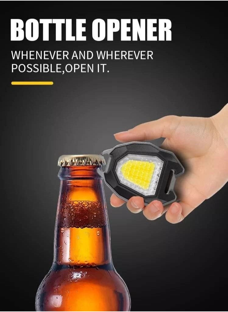 Generic - Mini LED Working Light Portable Keychain Flashlight Camping COB Lamp For Bottle Opener Strong Magnet Emergency Whistle Keychain Light - Image 1