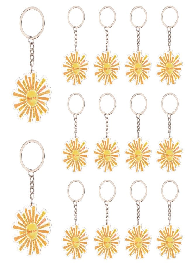 Serencatcher 12pcs Inspirational Sun Keychain Party Favors Emotional Support Gifts Sun Acrylic Keychains Employee Appreciation Gifts Bulk for Office Coworkers Employee Staff Family Members - Image 1