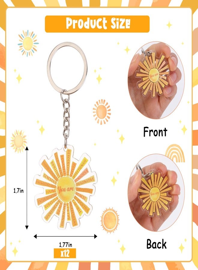 Serencatcher 12pcs Inspirational Sun Keychain Party Favors Emotional Support Gifts Sun Acrylic Keychains Employee Appreciation Gifts Bulk for Office Coworkers Employee Staff Family Members - Image 2