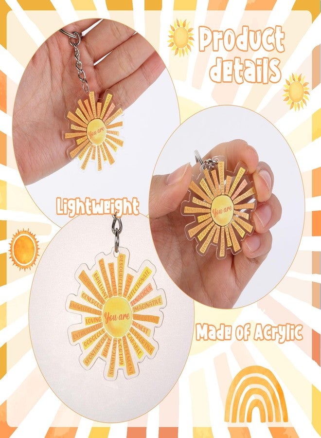 Serencatcher 12pcs Inspirational Sun Keychain Party Favors Emotional Support Gifts Sun Acrylic Keychains Employee Appreciation Gifts Bulk for Office Coworkers Employee Staff Family Members - Image 3