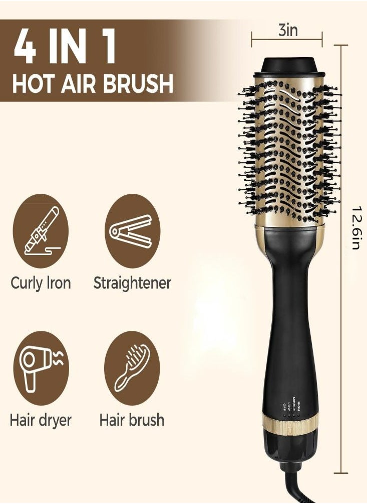 Oasisgalore - Oasisgalore Hot Air Brush Dryer and Styler Negative Ionic 4 in 1 Hair Dryer Volumizer for All Hair for Women Men for Home Travel Gift - Image 1