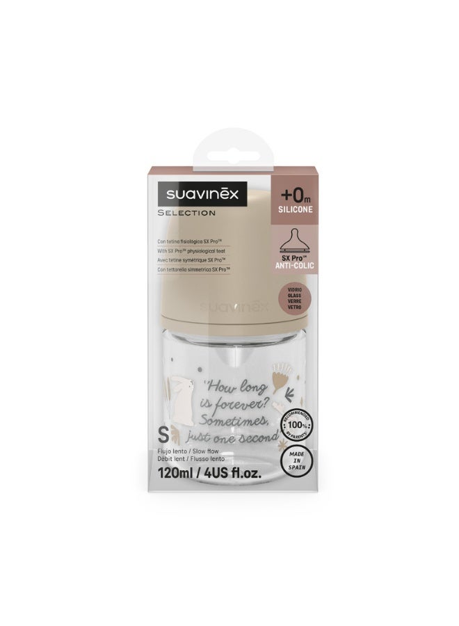 SUAVINEX زجاجة رضاعة للأطفال مع حلمة فسيولوجية ببطء، تحاكي تجربة الرضاعة الطبيعية، +0 شهر 120 مل - بيج - Image 3