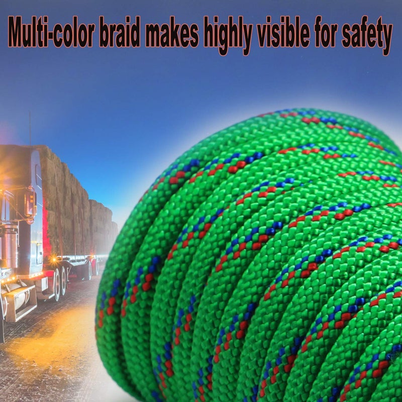 Wellmax Diamond Braid Nylon Rope - 3/8 Inch by 50 Feet Green Color - Extra Strength, Sunlight and Weather Resistant - Heavy Duty Construction - Image 3