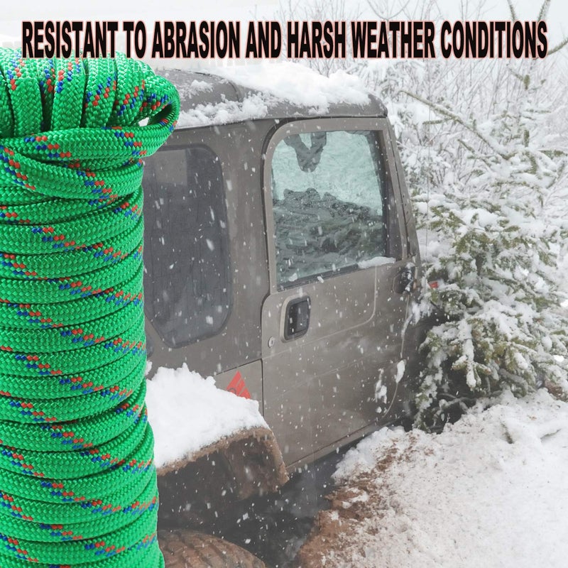 Wellmax Diamond Braid Nylon Rope - 3/8 Inch by 50 Feet Green Color - Extra Strength, Sunlight and Weather Resistant - Heavy Duty Construction - Image 5