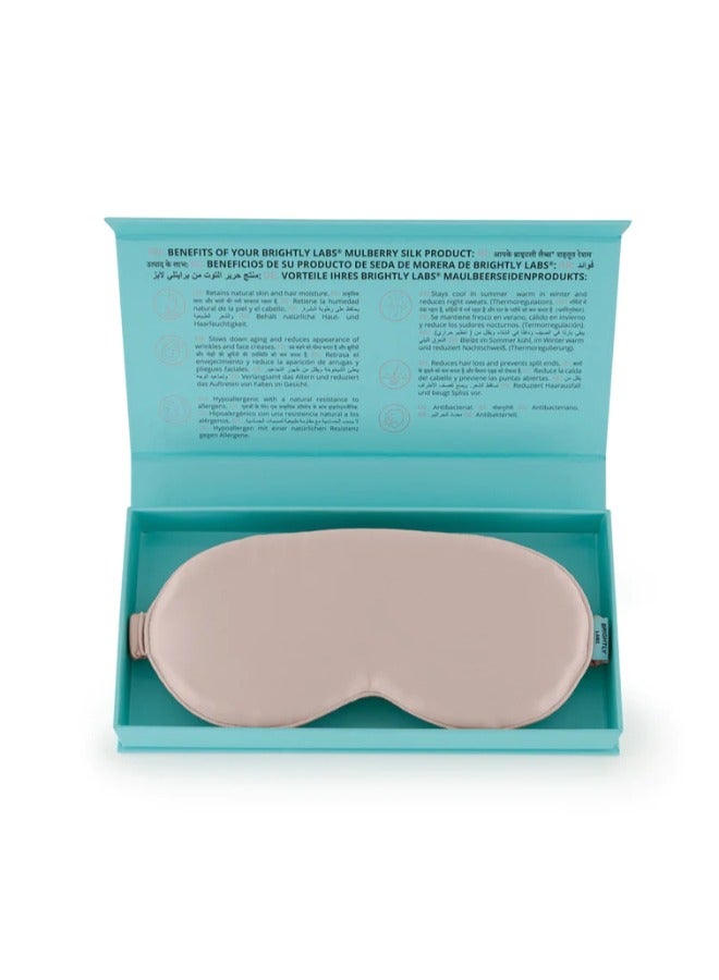 BRIGHTLY LABS Pure Mulberry Silk Eye Mask - The Ultimate Sleep Aid for a Full Night's Rest. Ultra-Soft, Elastic Strap, 22 Momme, Infused with Silver Ions, Standard Size in Soft Pink. - Image 4