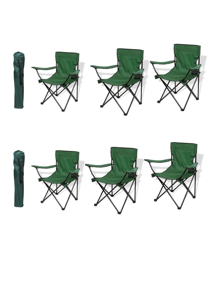 SMART HOME Camping chair set consisting of 6 folding chairs made of Oxford fabric and metal legs - comfortable, lightweight, and comes in a bag for easy portability | Picnic chair measuring 40 x 40 x 80 cm | Suitable for trips, camping, the beach, and outdoor activities - Image 1