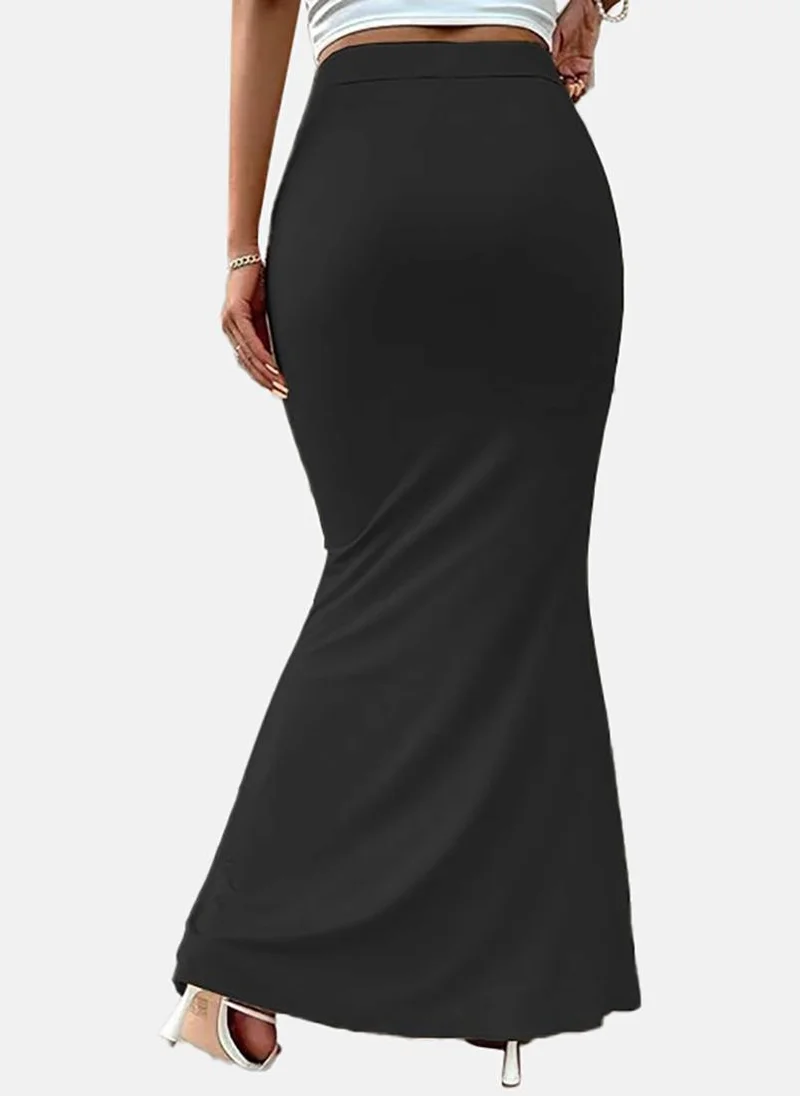يونيكي Black Solid Slim Fit Maxi Skirt