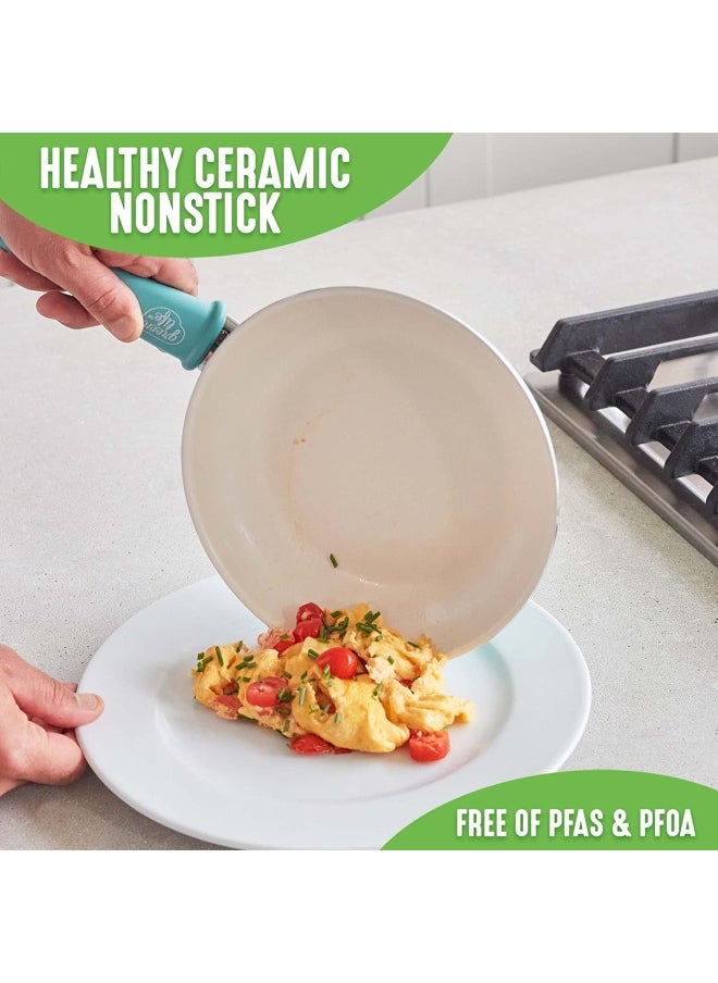 GreenLife 10 Inch Non-Stick Ceramic Fry Pan with Soft Grip 8 Inch Blue CW000521-002  - Image 2
