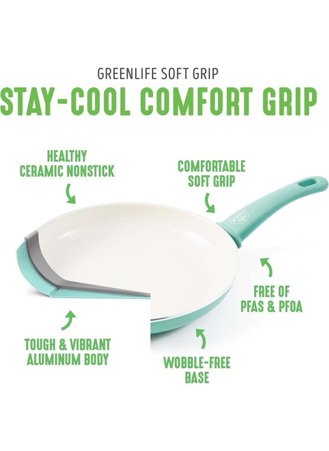 GreenLife 10 Inch Non-Stick Ceramic Fry Pan with Soft Grip 8 Inch Blue CW000521-002  - Image 3