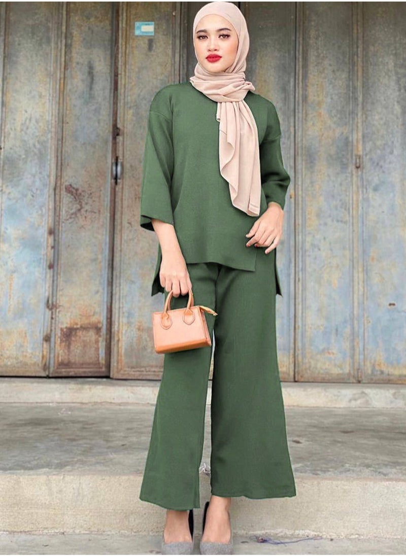 Loquat Women's Solid Color Split Set 