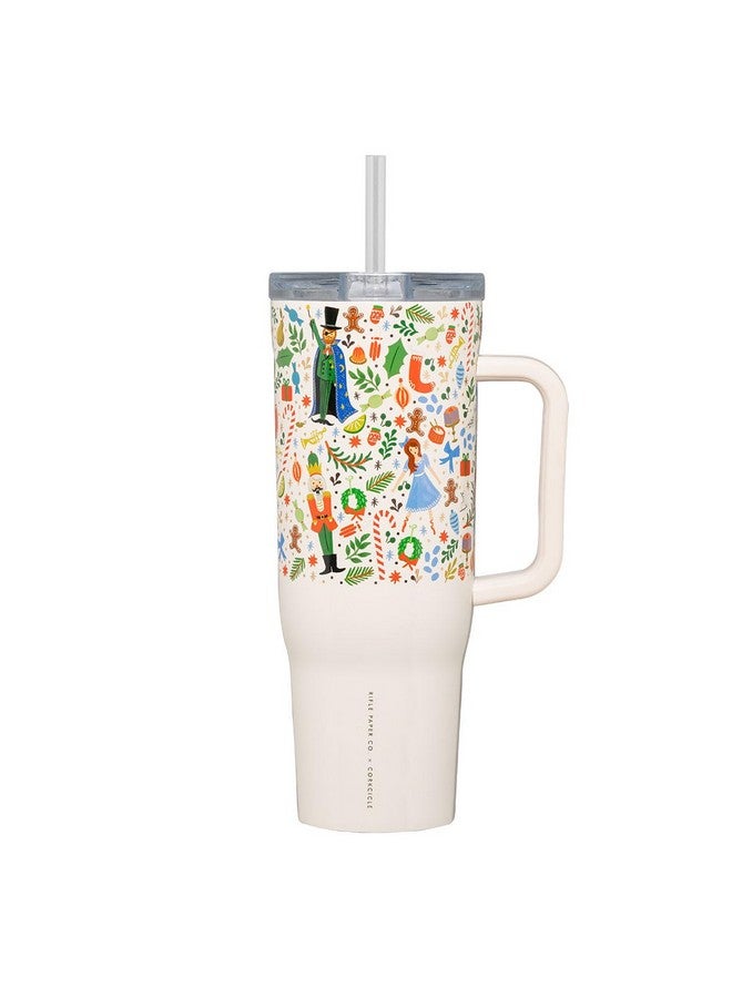 CORKCICLE إكس رايفل بيبر كو. كوب عازل حراري لراقصات الباليه مع مقبض وقشة، 40 أونصة - زجاجة ماء قابلة لإعادة الاستخدام تحافظ على المشروبات باردة لمدة 20 ساعة، وساخنة لمدة 9 ساعات - مناسبة لحامل الأكواب، مقاومة للتسرب - Image 1