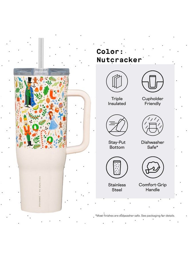 CORKCICLE إكس رايفل بيبر كو. كوب عازل حراري لراقصات الباليه مع مقبض وقشة، 40 أونصة - زجاجة ماء قابلة لإعادة الاستخدام تحافظ على المشروبات باردة لمدة 20 ساعة، وساخنة لمدة 9 ساعات - مناسبة لحامل الأكواب، مقاومة للتسرب - Image 4