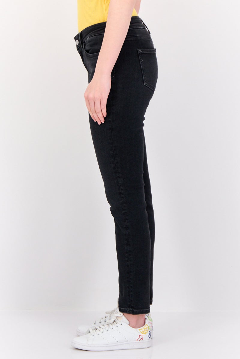 ESPRIT Women Slim Fit Mid Rise Straight Leg Stretchable Jeans, Black - Image 2