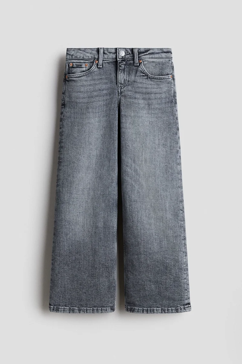 اتش اند ام جينز بخصر منخفض وساق واسعة