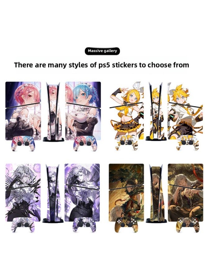 General Suitable For Sony PS5 Game Console Sticker Optical Drive Version Protective Film Fashion Cartoon Animation Full Set Of Sticker Film-Color:PS5SlimDiscQT-13151  - Image 3