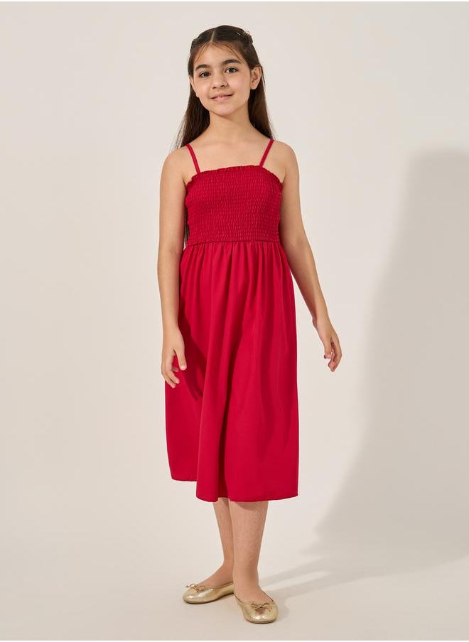 Styli Embroidered Short Sleeve Kimono with Smocked Inner Dress Set  - Image 5