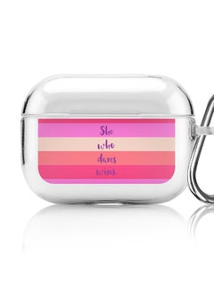 Classic Clear printed Case for Apple AirPods Pro 2nd Generation Thin Transparent Cover [Designed for Apple AirPods Pro 2nd Generation] - She who dares wins