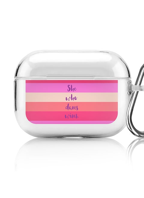 Classic Clear printed Case for Apple AirPods Pro 2nd Generation Thin Transparent Cover [Designed for Apple AirPods Pro 2nd Generation] - She who dares wins