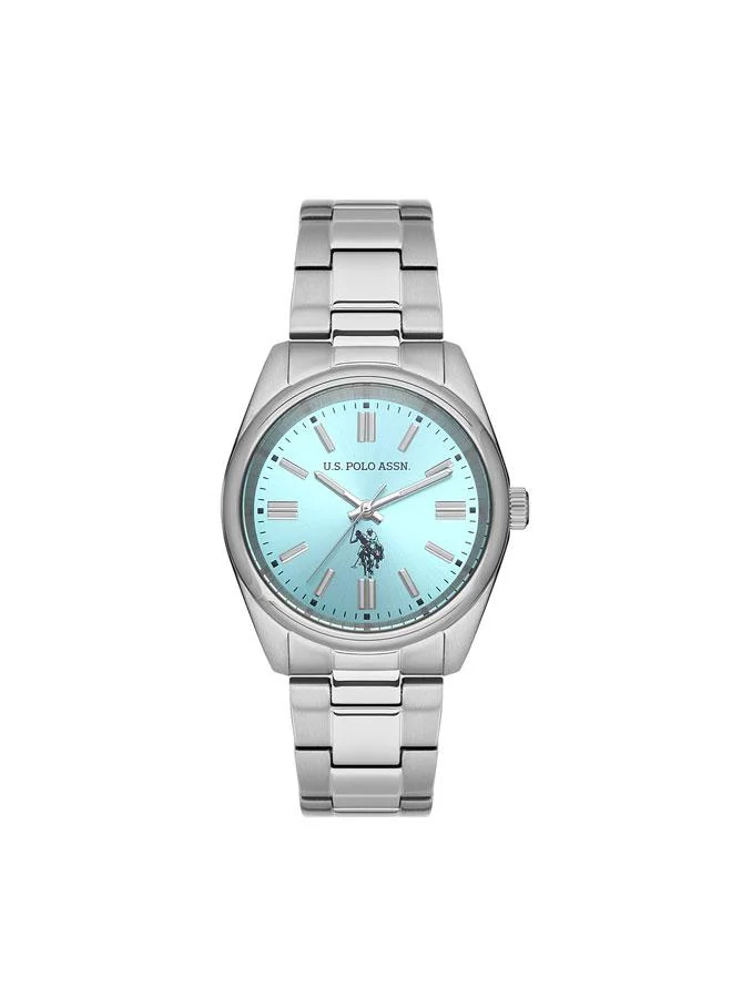 يو اس بولو اسن Stile 34mm Women's Watch with Ice Blue Dial & Stainless Steel Bracelet