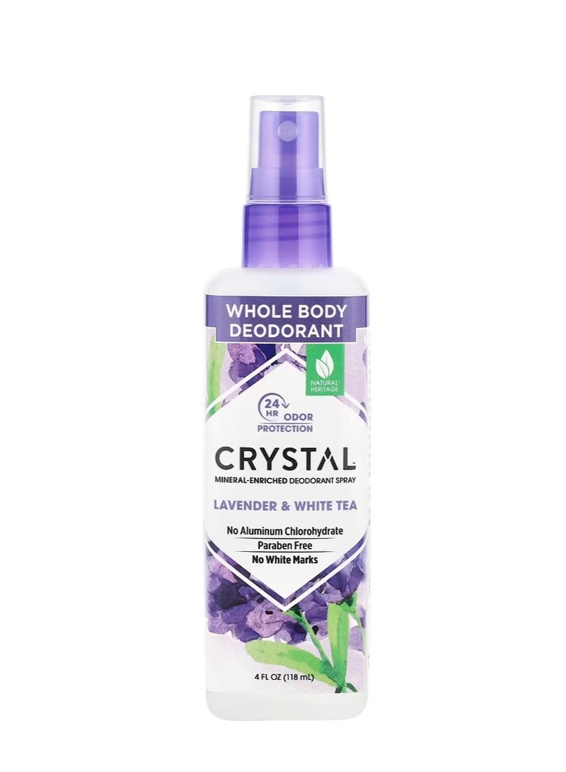 CRYSTAL Mineral-Enriched Deodorant Spray Lavender & White Tea 4 fl oz (118 ml) - Image 1