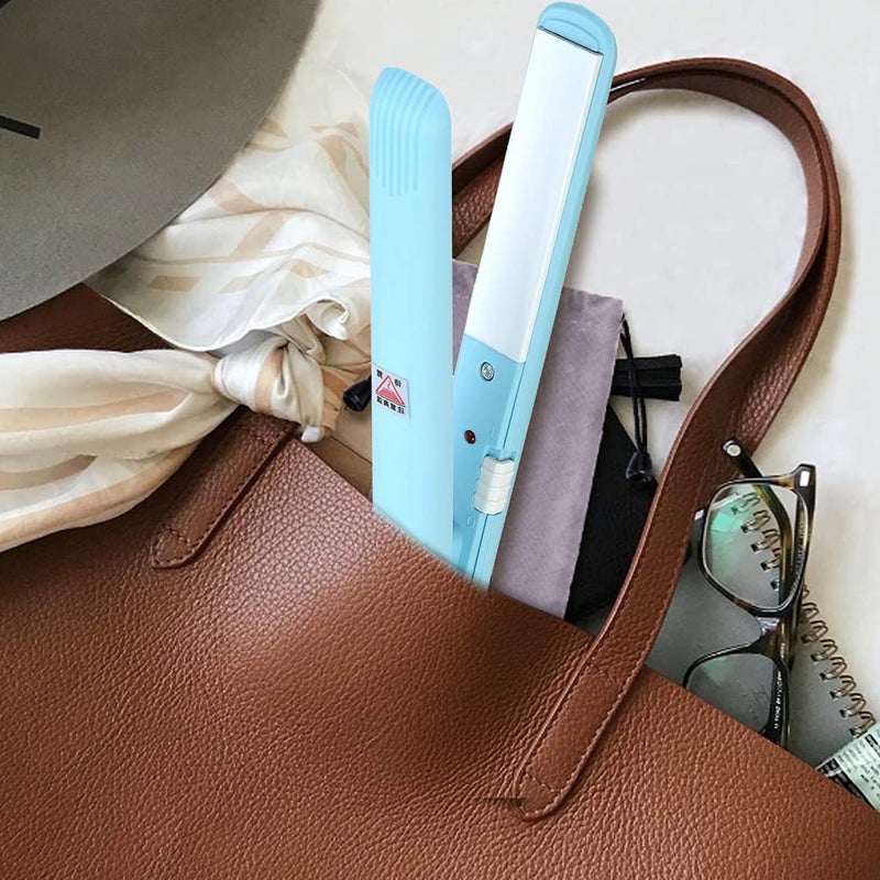 Betued Mini Curling Iron  Mini Dual Purpose Curling Iron  Mini Straightener  2 in 1 Mini Flat Iron for Short Hair Ceramic Flat Iron Tourmaline Plate Curler Beauty Heating Curler Hair Styling Tool (BLUE) - Image 3