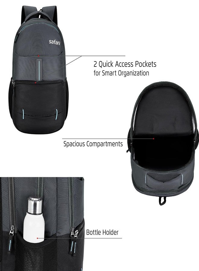 Safari Impact 35L Laptop Backpack Bag for Men & Women, School Bag for Boys & Girls, Ideal for Office/School/College, 3 Compartment Backpack with Rain Cover, Bottle Holder, & Organizer, Grey - Image 2