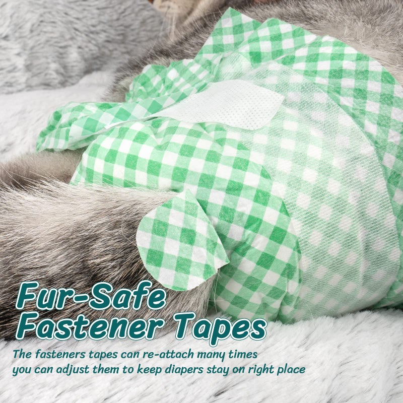 Pet Soft Disposable Cat Diapers - Female Dog Diapers for Cats & Dogs in Heat Period or Urine Incontinence, Doggie Diapers Ultra Absorbent Leak-Proof Puppy Diapers 24pcs (Green, XS) - Image 2