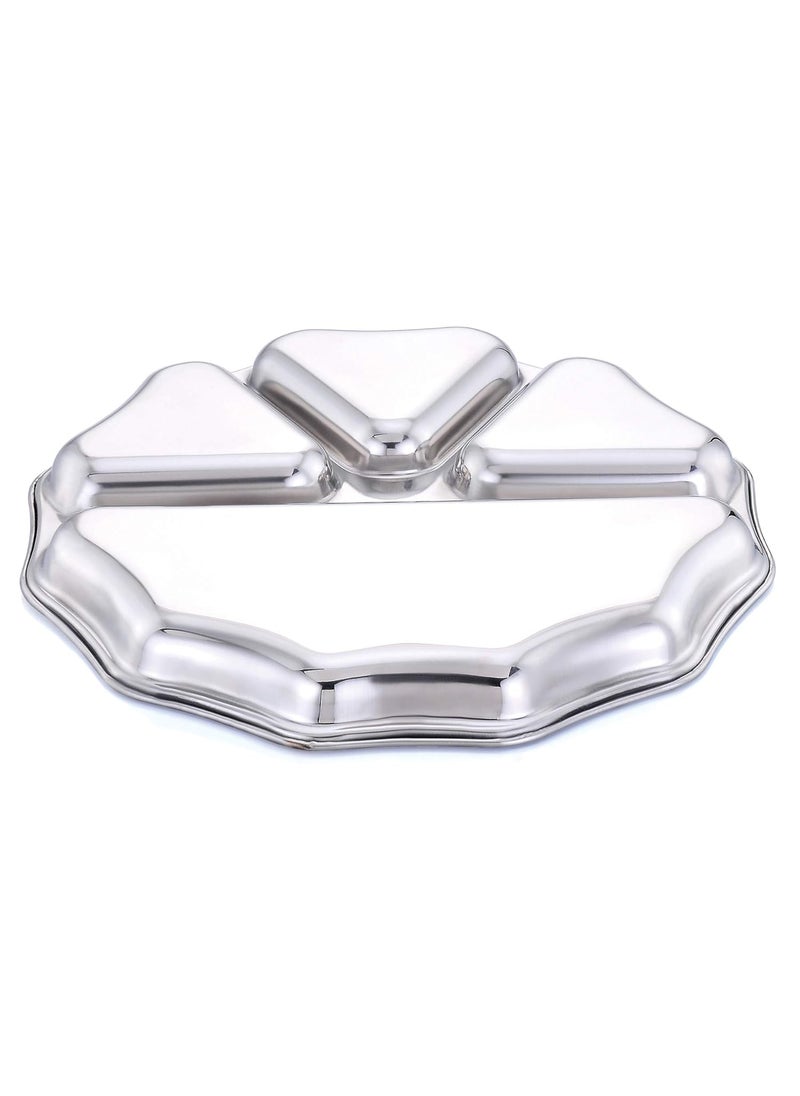 Expresso - Expresso - Heavy Duty Stainless Steel Round New Dinner Plate w/4 Sections Divided Mess Trays for Kids Lunch, Camping, Events & Every Day Use Kitchenware, 28cm (Pack of 1 Pcs) - Image 1