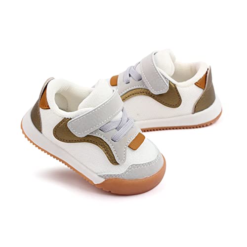 OAISNIT Baby Boy Girl Shoes Infant Non Slip Sneakers Breathable Lightweight Toddler First Walking Shoes 6 12 18 24 Months(18-24 Months, C-Gold) - Image 2