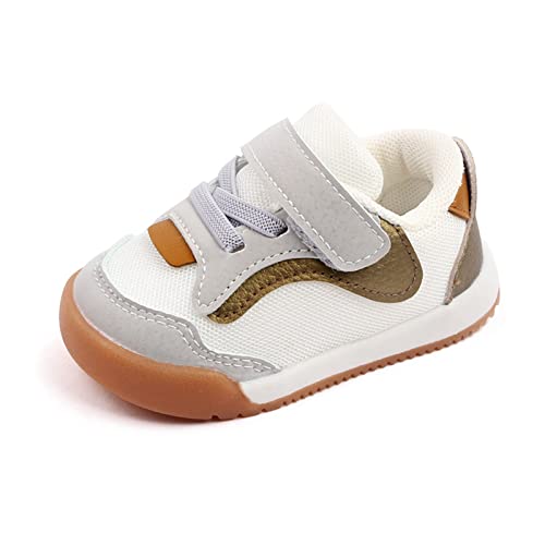 OAISNIT Baby Boy Girl Shoes Infant Non Slip Sneakers Breathable Lightweight Toddler First Walking Shoes 6 12 18 24 Months(18-24 Months, C-Gold) - Image 1