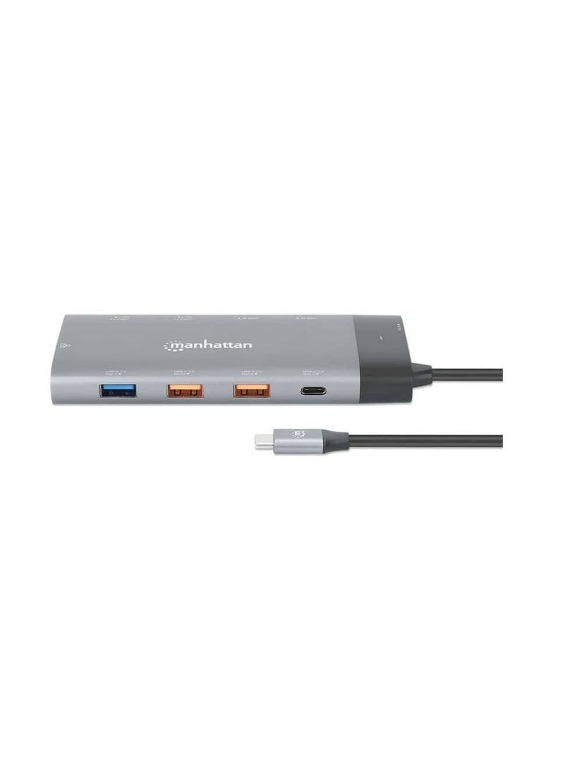 محطة إرساء مانهاتن 130714 USB-C PD 10 في 1 مزدوجة الشاشة 8K / موزع متعدد المنافذ