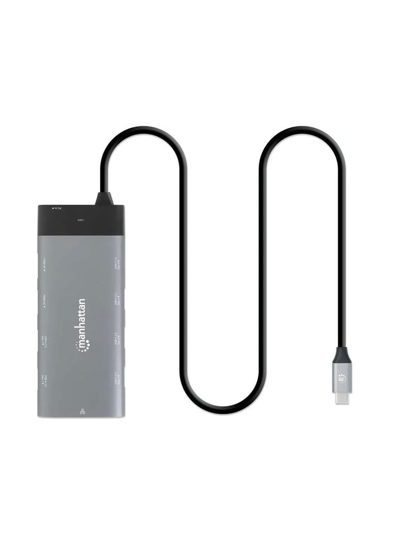 محطة إرساء مانهاتن 130714 USB-C PD 10 في 1 مزدوجة الشاشة 8K / موزع متعدد المنافذ