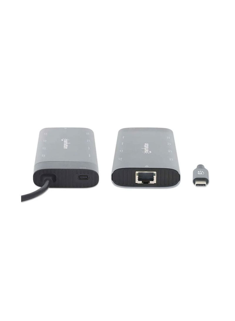 محطة إرساء مانهاتن 130714 USB-C PD 10 في 1 مزدوجة الشاشة 8K / موزع متعدد المنافذ