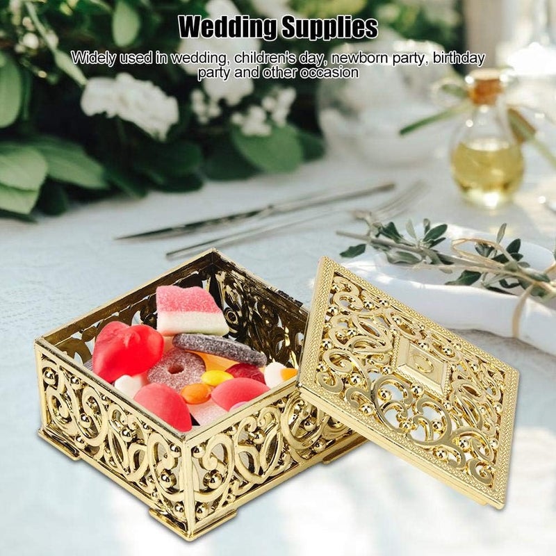 klarako 12pcs Wedding Party Favor Boxes, Hollow Candy Box Chocolate Cookie Gift Boxes for Wedding Bridal Shower Birthday(Gold) - Image 5