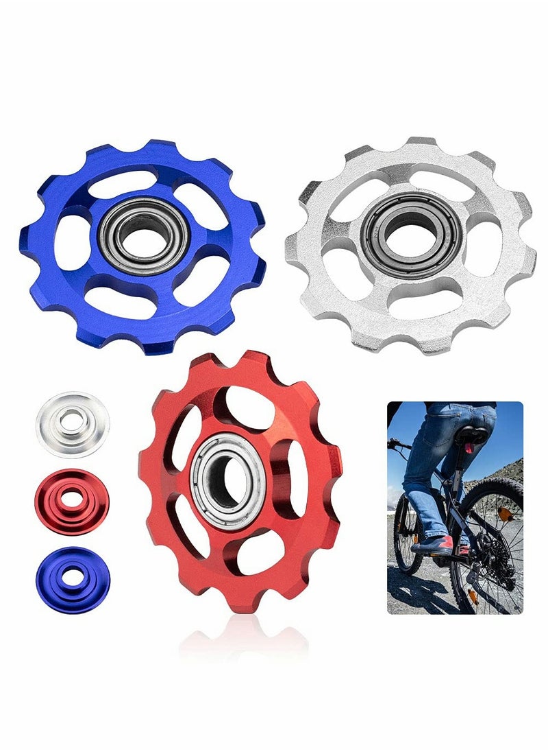 Excefore Bike Set of 3 11T Jockey Wheel, Pulley Wheel for Derailleurs for Bikes 11T Rear Derailleur Pulley Roller Wheel Alloy Bicycle Guide Wheel Derailleur Pulley for MTB or Road Bike  - Image 1