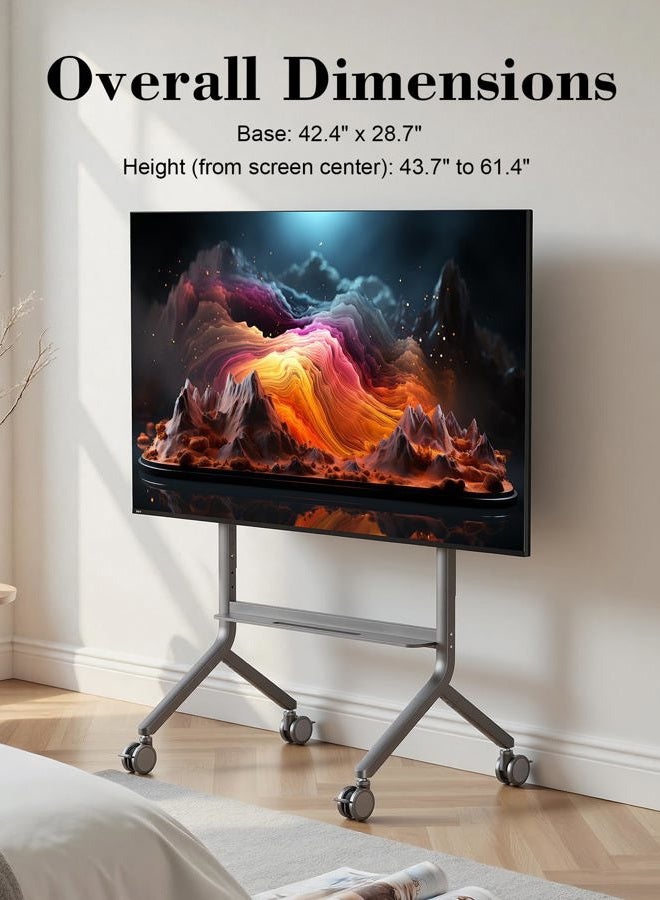 NB ERGONOMIC NB Mobile TV Cart, Rolling TV Stand with Wheels for 65-90 Inch LCD OLED Flat Curved Panel Screen TV or Smart Board, Load up to 150 lbs, Max VESA 900x600mm P100 - Image 3