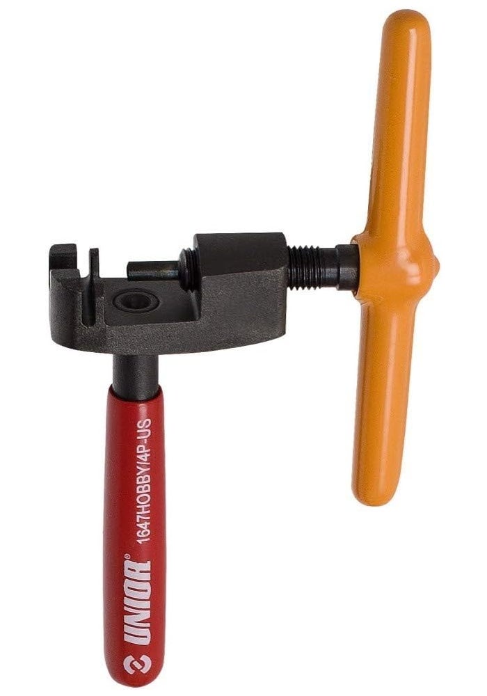 Unior Bike Tool – Chain Breaker Tool for Bicycle Chains – Compact Red Body – Steel Pin