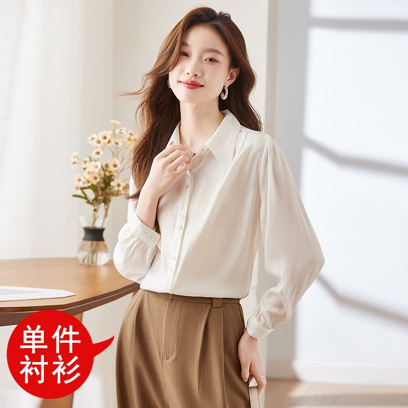 2024 Busalong Long Sleeve Womens Blouse Workwear White Shirt - Image 1