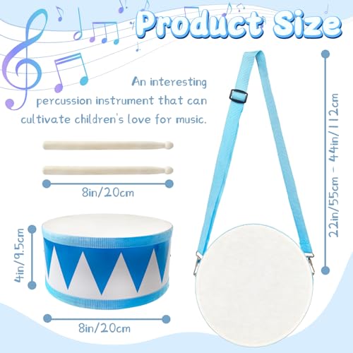 Xeehwb Kids Drum Set8 Inch Wooden Drum ToysEducational Baby Musical Toy with an Adjustable Strap and 2 DrumsticksSensory Musical Instrument Toys for ToddlerKidsBoys Girls - Image 5