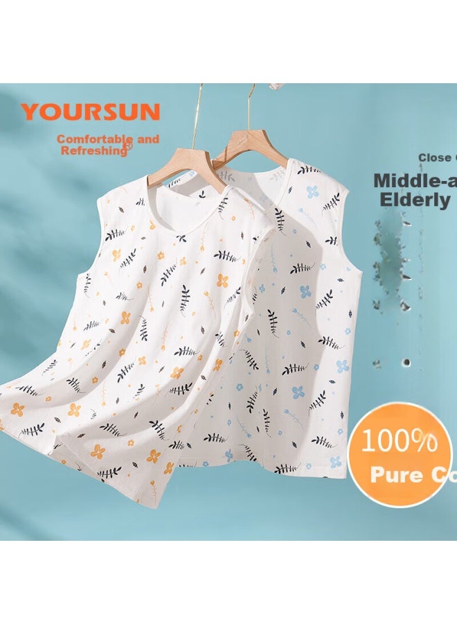 Your Sun مريح وبارد 100% قطن 2 قطعة سيدات صيفي بدون أكمام توبات للنساء في منتصف العمر وكبار السن - Image 1
