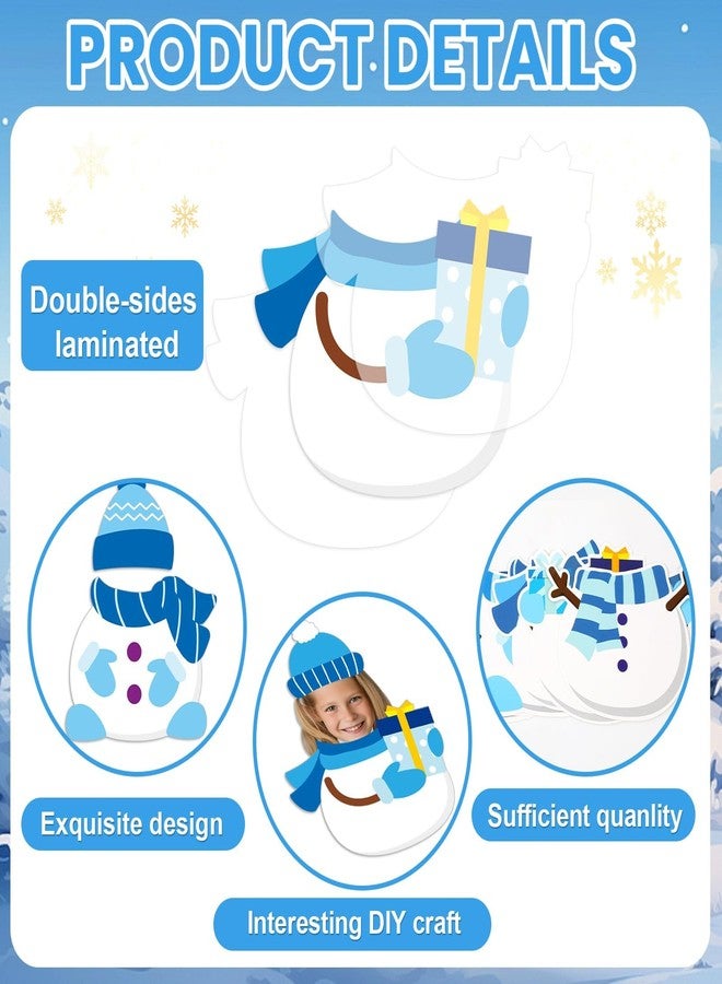 Lonfliness 60Pcs Winter Snowman Paper Cutouts Bulletin Board Decorations Blue Snowman DIY Photo Picture Crafts Cutout Christmas Winter Classroom Supplies for Kids School Chalkboard Home Birthday Wall Decor - Image 3