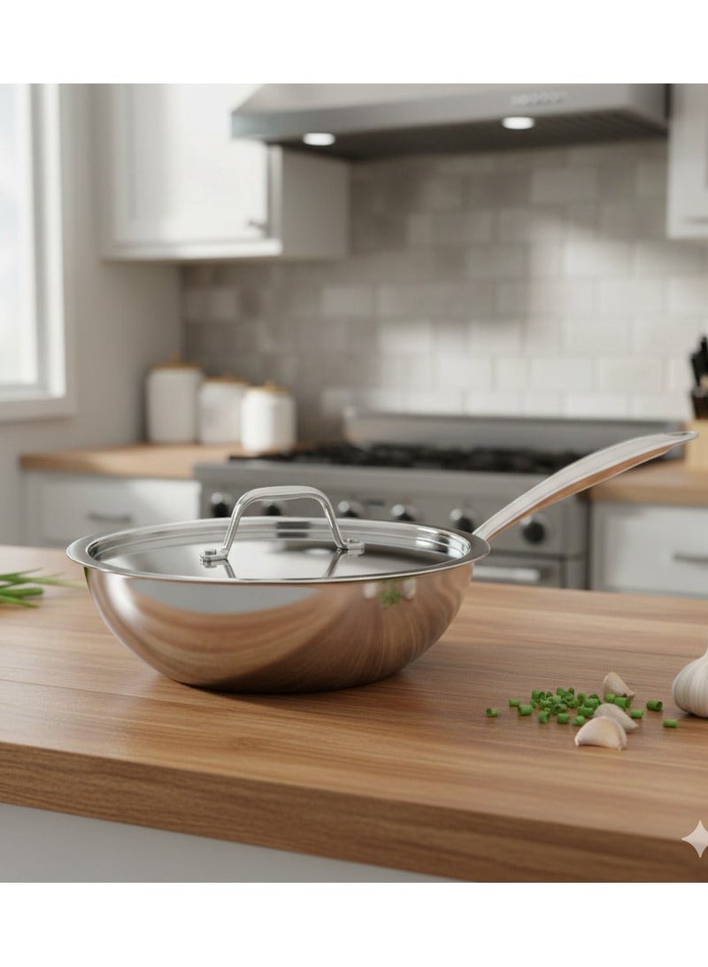 ماكسيما مقلاة مع غطاء ستانلس ستيل مقاس 26 سم - Image 1