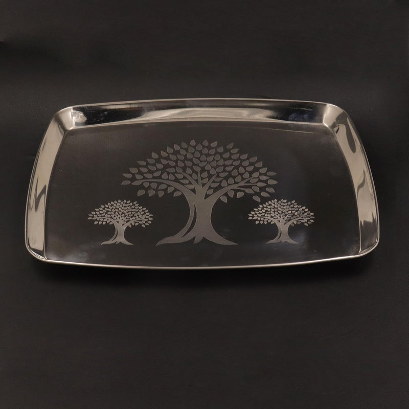 Spillbox Stainless Steel Multipurpose Serving Tray| Poonam Tray|SS Tray|Food Grade Material|Dinnerware |Mirror Finish[Length:28cm Weight:320gm] - Image 1