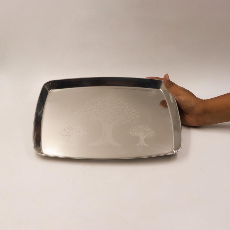 Spillbox Stainless Steel Multipurpose Serving Tray| Poonam Tray|SS Tray|Food Grade Material|Dinnerware |Mirror Finish[Length:28cm Weight:320gm] - Image 3