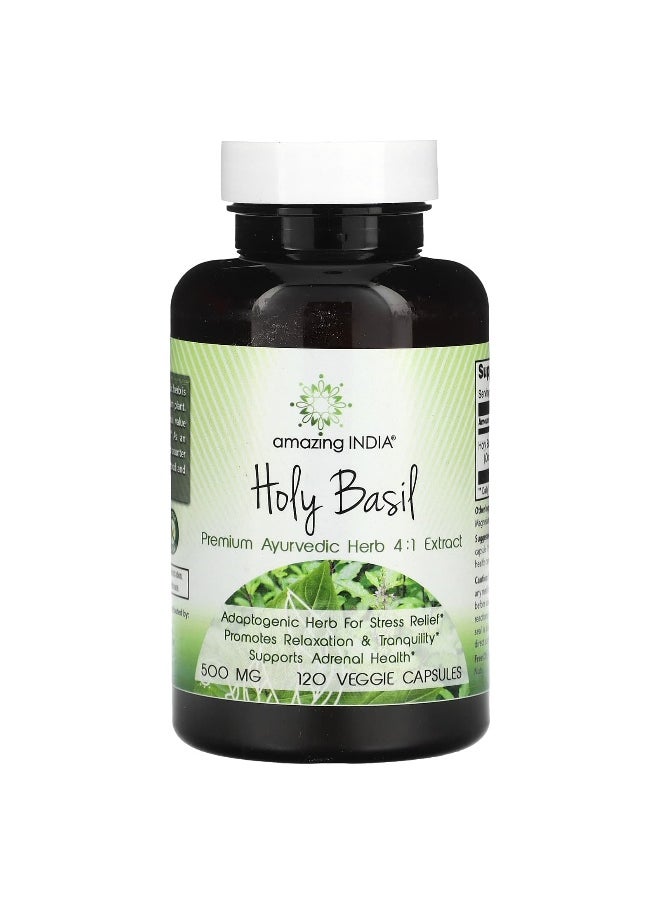 Amazing India Amazing India, Holy Basil, 500 mg, 120 Veggie Capsules  - Image 1