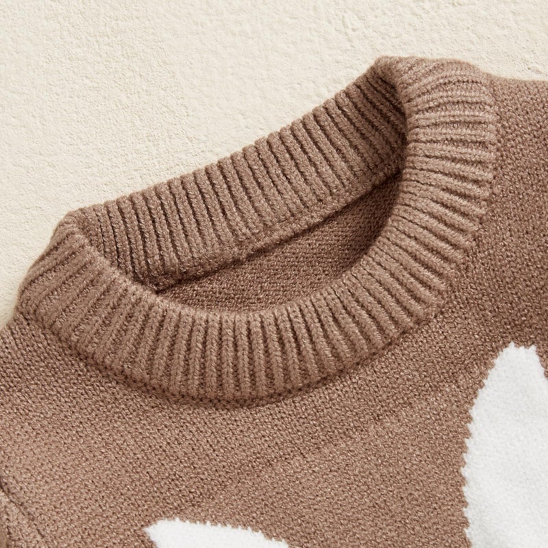 KMBANGI Baby Boy Girl Easter Sweater Toddler Baby Bunny Knitted Sweatshirt Cable Knitwear Warm Pullovers Top Spring Fall 0-3Y (Brown, 12-18 Months) - Image 5