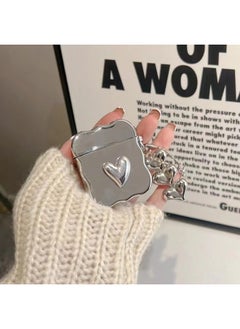 Wave Edge Electroplating Stereo Love Airpodspro2 Earphone Case 3 Generation Suitable For Apple Bluetooth Protective Case 4 Generation-Color:Electroplating Three-dimensional Love + Chain-Applicable Models:Airpods Pro