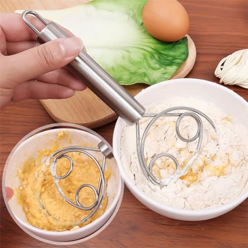 DHIBION Stainless Steel Dough Whisk Manual Bread Whisk Non-Slip Heat Resistant Dough Whisk,Dough Mixer Hand Tool for Bread, Batter and Pastry (Pack of 1) - Image 5